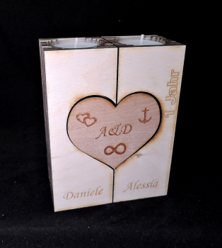 Teelichthalter Holz Herz Bild 4